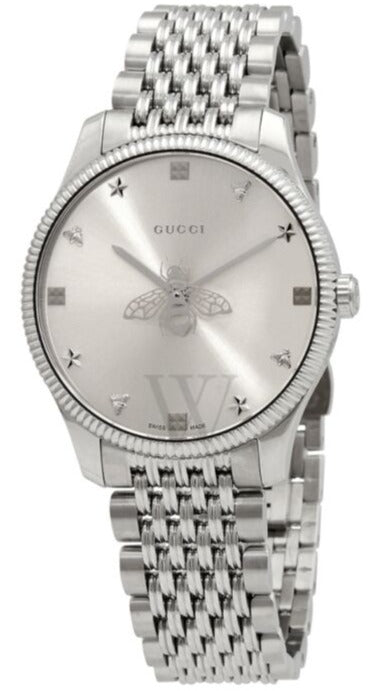  Shop Authentic Gucci G Timeless Quartz Silver Dial Silver Steel Strap Watch For Women - YA1264153 - Luxxuri