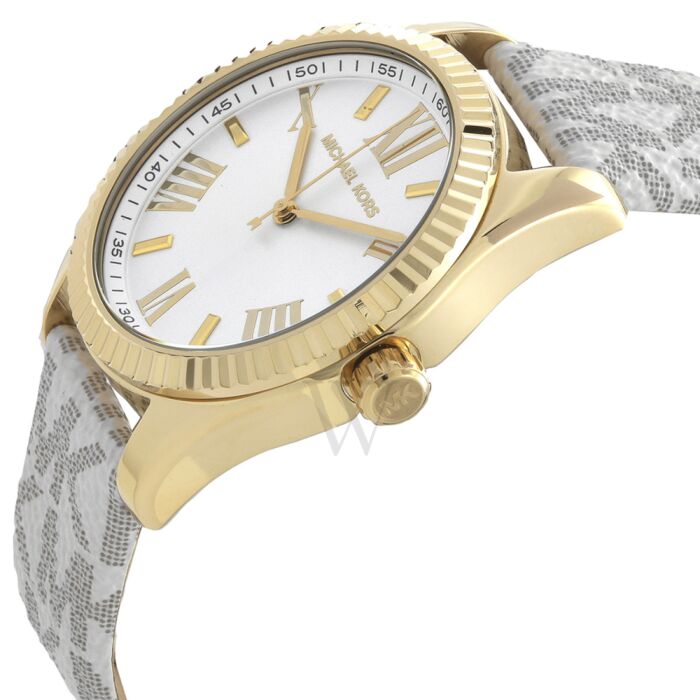  Shop Authentic Michael Kors Lexington Analog Silver Dial White Leather Strap Watch For Women - MK4746 - Luxxuri