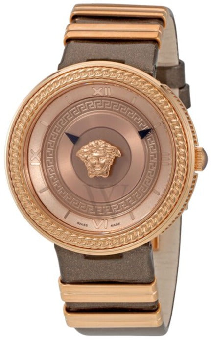  Shop Authentic Versace V Metal Icon Gold Dial Brown Strap Watch for Women - VLC130016 - Luxxuri