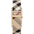 Burberry Pioneer Champagne Dial Haymarket Beige Leather Strap Watch for Women - BU9407