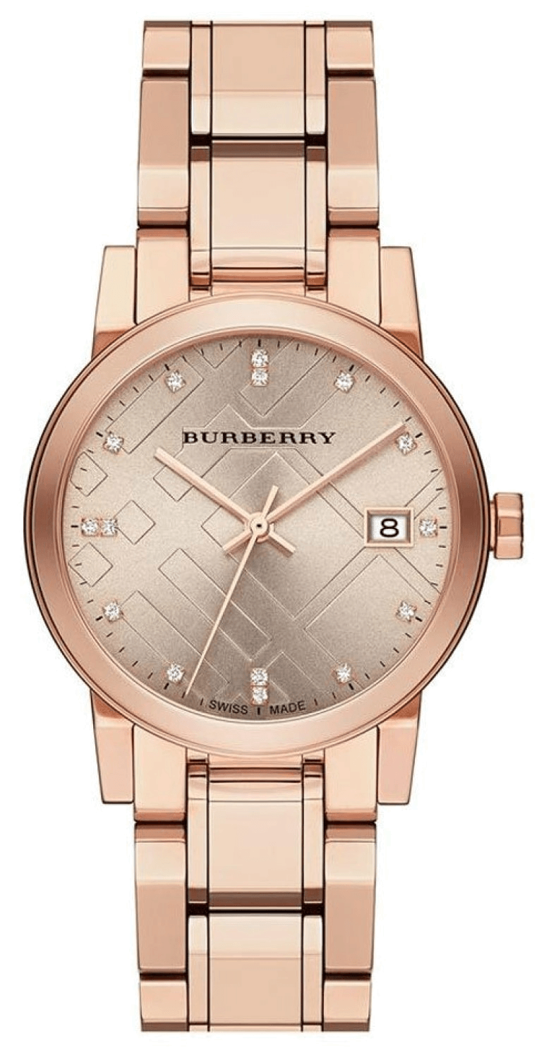  Shop Authentic Burberry The City Diamonds Rose Gold Dial Rose Gold Steel Strap Watch for Women - BU9126 - Luxxuri