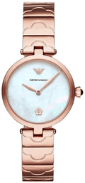 Emporio Armani Mother of Pearl Dial Rose Gold Steel Strap Watch For Women - AR11236