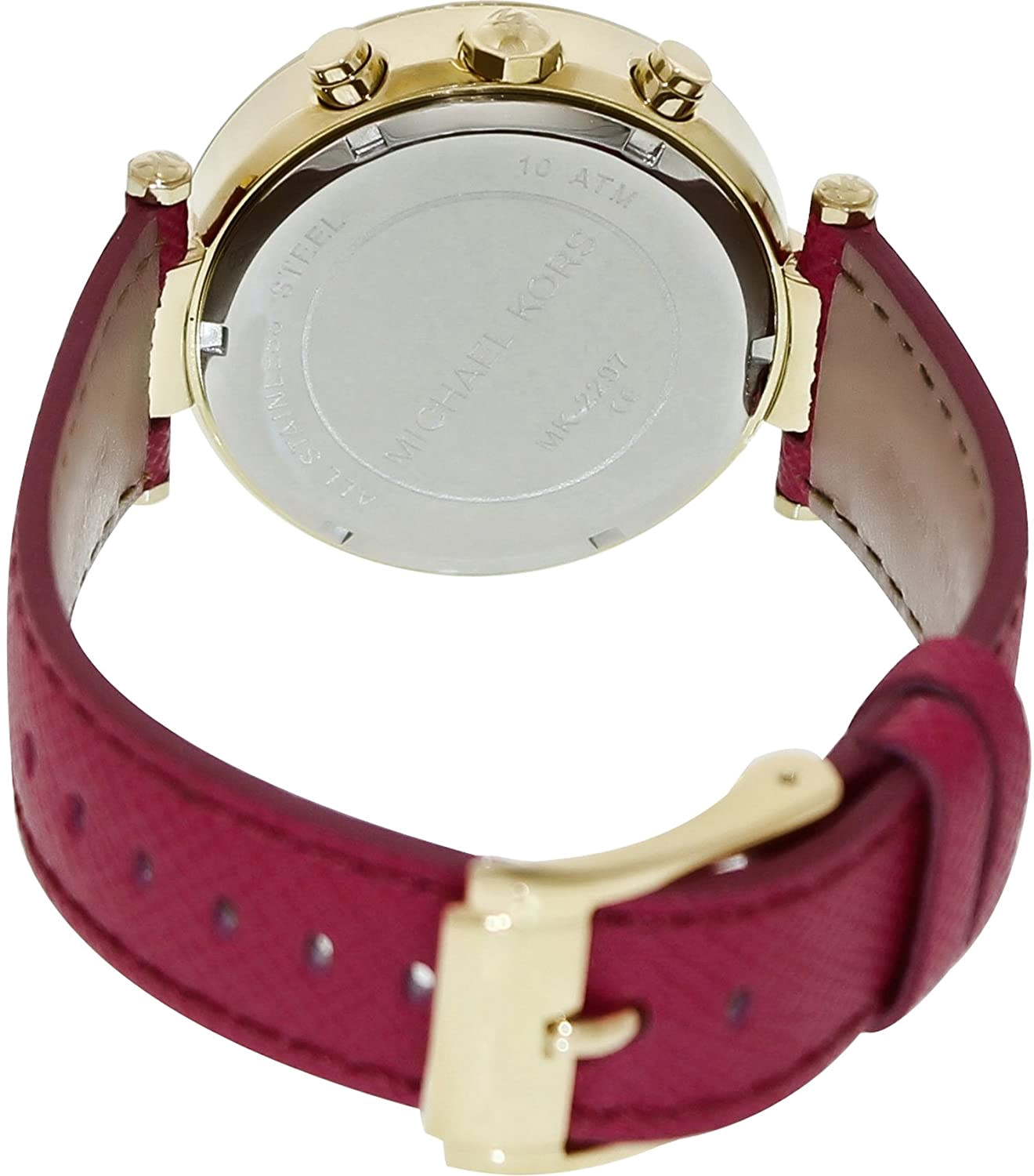  Shop Authentic Michael Kors Parker Chronograph White Dial Pink Leather Strap Watch for Women - MK2297 - Luxxuri
