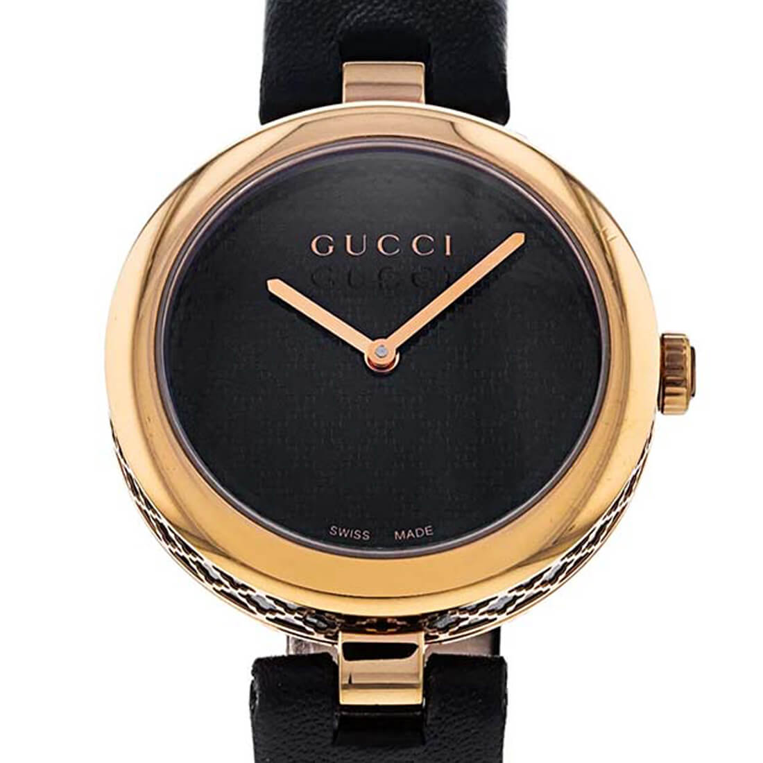  Shop Authentic Gucci Diamantissima Quartz Black Dial Black Leather Strap Watch for Women - YA141401 - Luxxuri