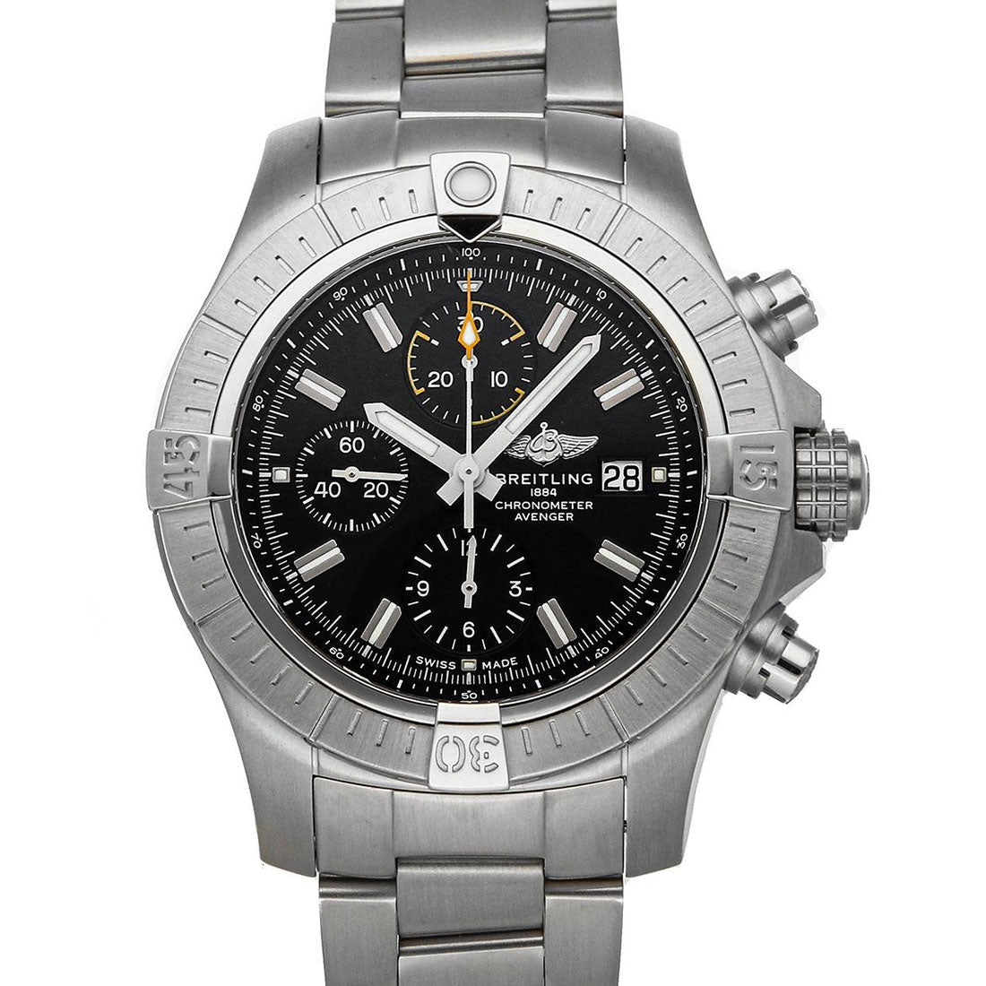  Shop Authentic Breitling Avenger Chronograph 45mm Black Dial Silver Steel Strap Watch for Men - A13317101B1A1 - Luxxuri