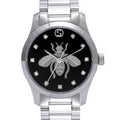  Shop Authentic Gucci G Timeless Quartz Diamonds Black Dial Silver Steel Strap Watch For Women - YA1265024 - Luxxuri