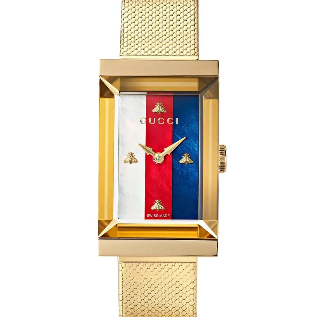  Shop Authentic Gucci G-Frame Mother of Pearl Dial Yellow Gold Mesh Bracelet Watch For Women - YA147410 - Luxxuri