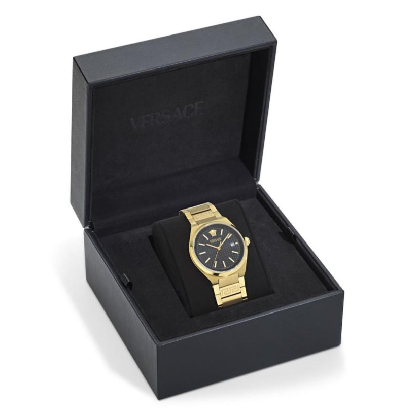  Shop Authentic Versace V-Auria Quartz Black Dial Gold Steel Strap Watch for Men - VE0F00525 - Luxxuri