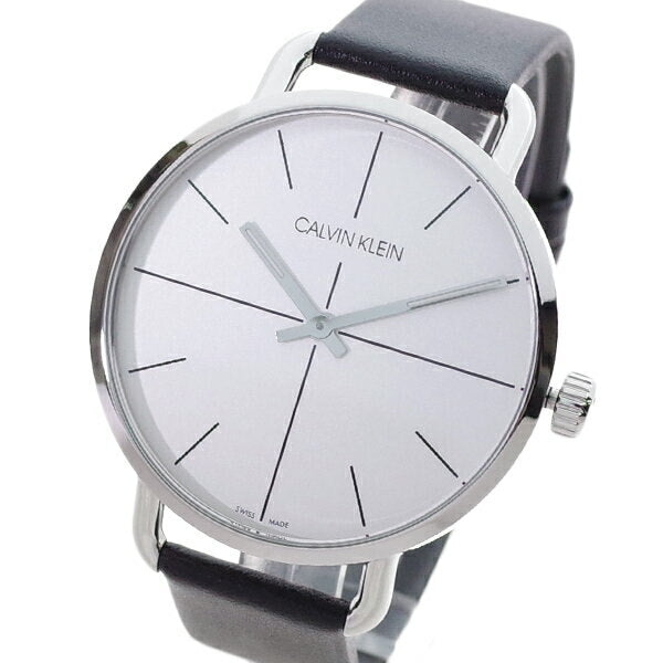  Shop Authentic Calvin Klein Even Silver Dial Black Leather Strap Watch for Men - K7B211CY - Luxxuri