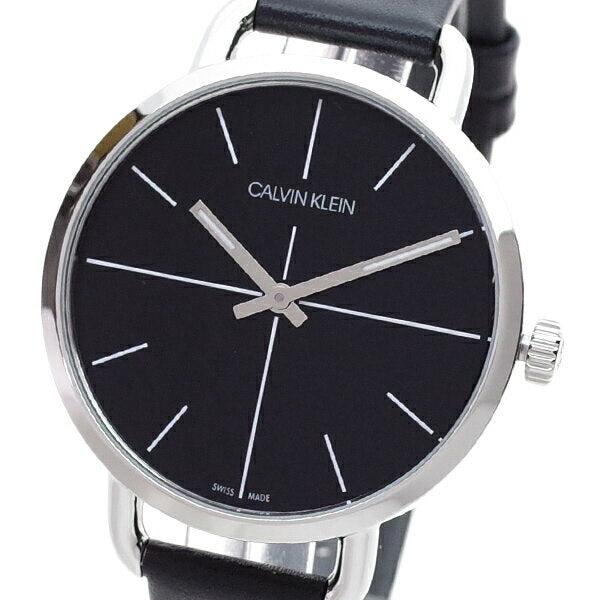  Shop Authentic Calvin Klein Even Black Dial Black Leather Strap Watch for Women  - K7B231CZ - Luxxuri