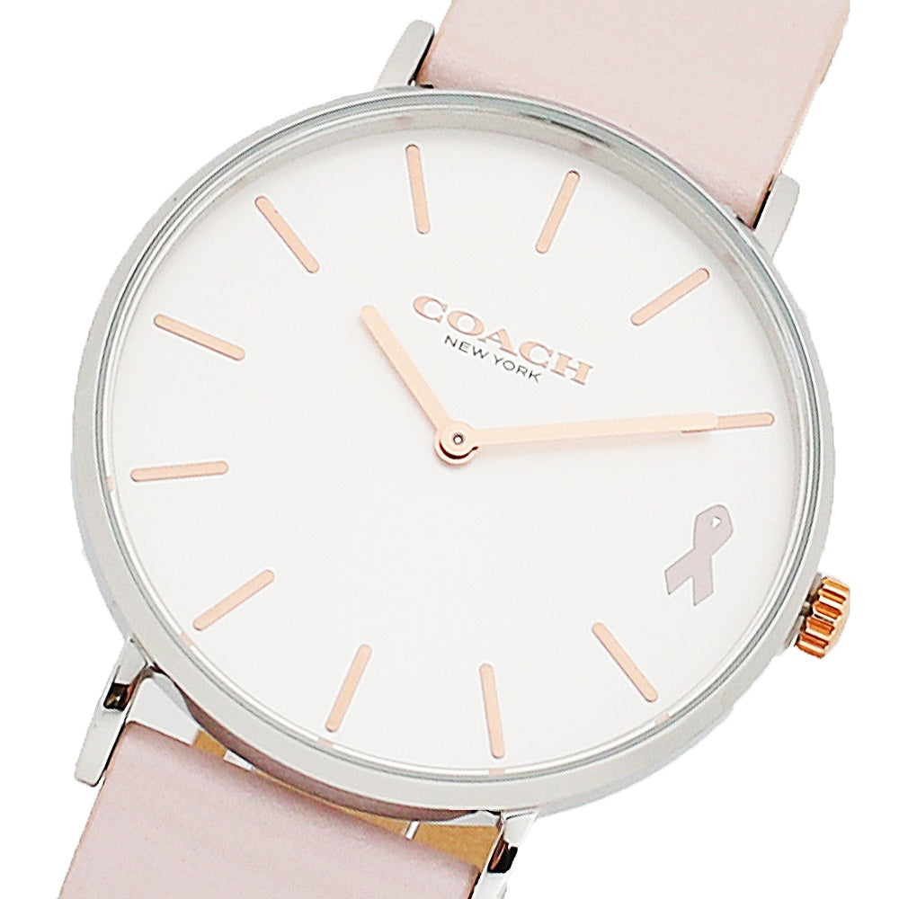 Coach Perry White Dial Pink Leather Strap Watch for Women - 14503128