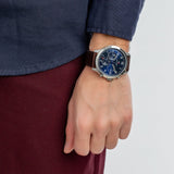  Shop Authentic Tommy Hilfiger Asher Chrongraph Blue Dial Brown Leather Strap Watch For Men - 1791855 - Luxxuri