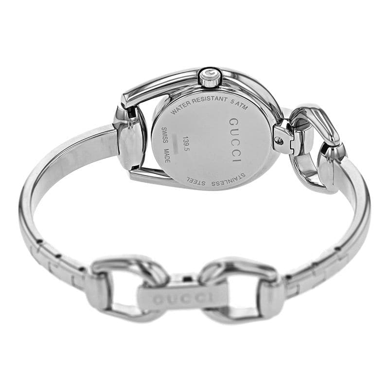  Shop Authentic Gucci Horsebit Collection Diamonds Mother of Pearl White Dial Silver Steel Strap Watch For Women - YA139504 - Luxxuri