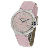  Shop Authentic Cartier Ballon Bleu De Cartier Pink Dial Pink Leather Strap Watch for Women - WSBB0007 - Luxxuri
