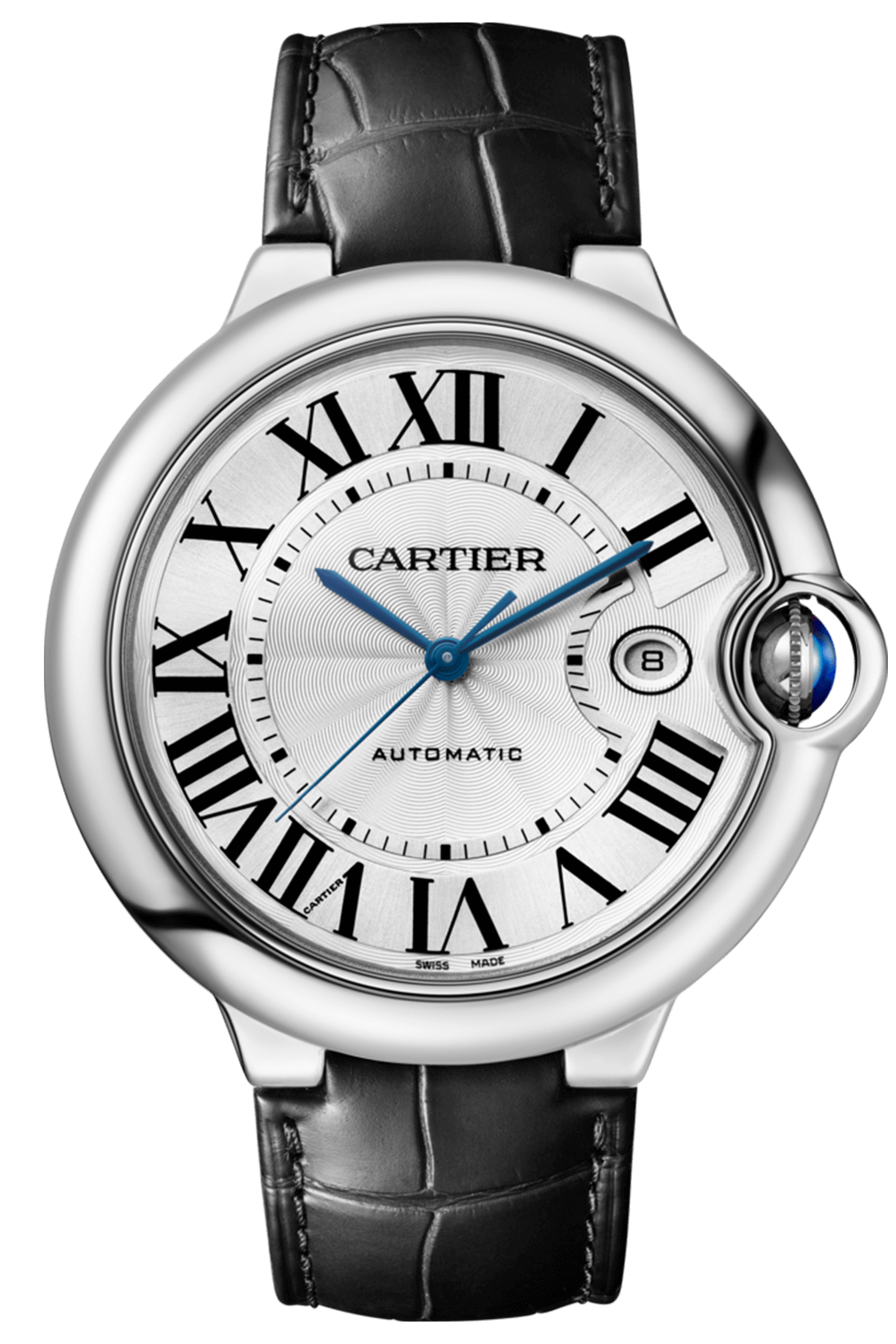  Shop Authentic Cartier Ballon Bleu De Cartier Silver Dial Black Leather Strap Watch for Women - WSBB0030 - Luxxuri