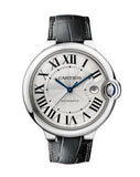  Shop Authentic Cartier Ballon Bleu De Cartier Silver Dial Black Leather Strap Watch for Women - WSBB0034 - Luxxuri