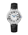  Shop Authentic Cartier Ballon Bleu De Cartier Silver Dial Black Leather Strap Watch for Women - WSBB0028 - Luxxuri