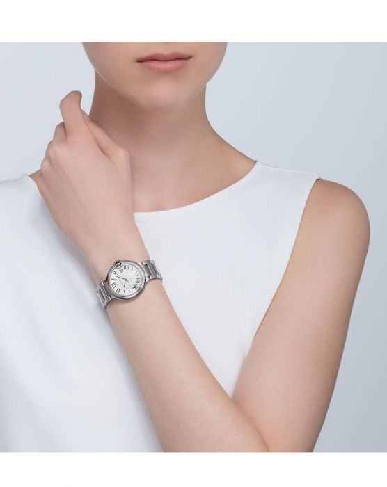  Shop Authentic Cartier Ballon Bleu De Cartier Silver Dial Silver Steel Strap Watch for Women - WSBB0048 - Luxxuri