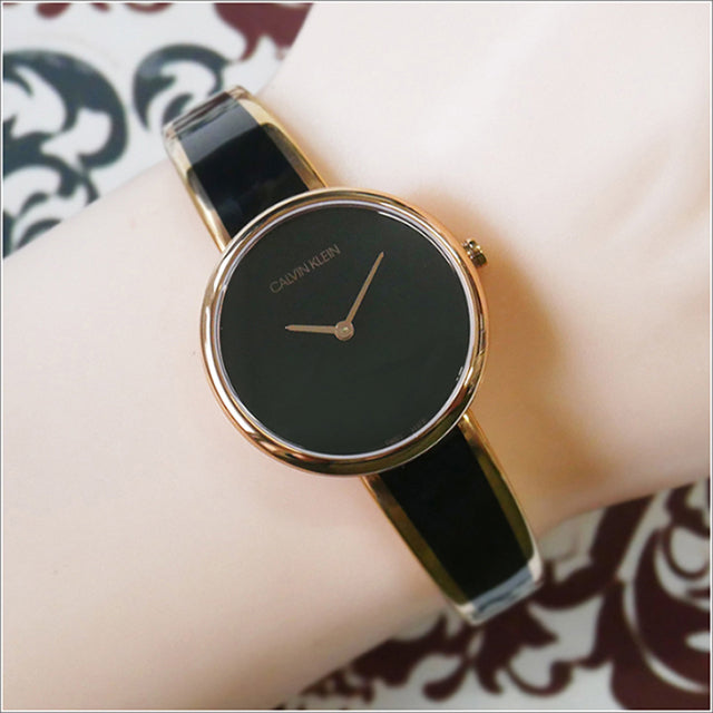  Shop Authentic Calvin Klein Seduce Black Dial Two Tone Steel Strap Watch for Women - K4E2N611 - Luxxuri