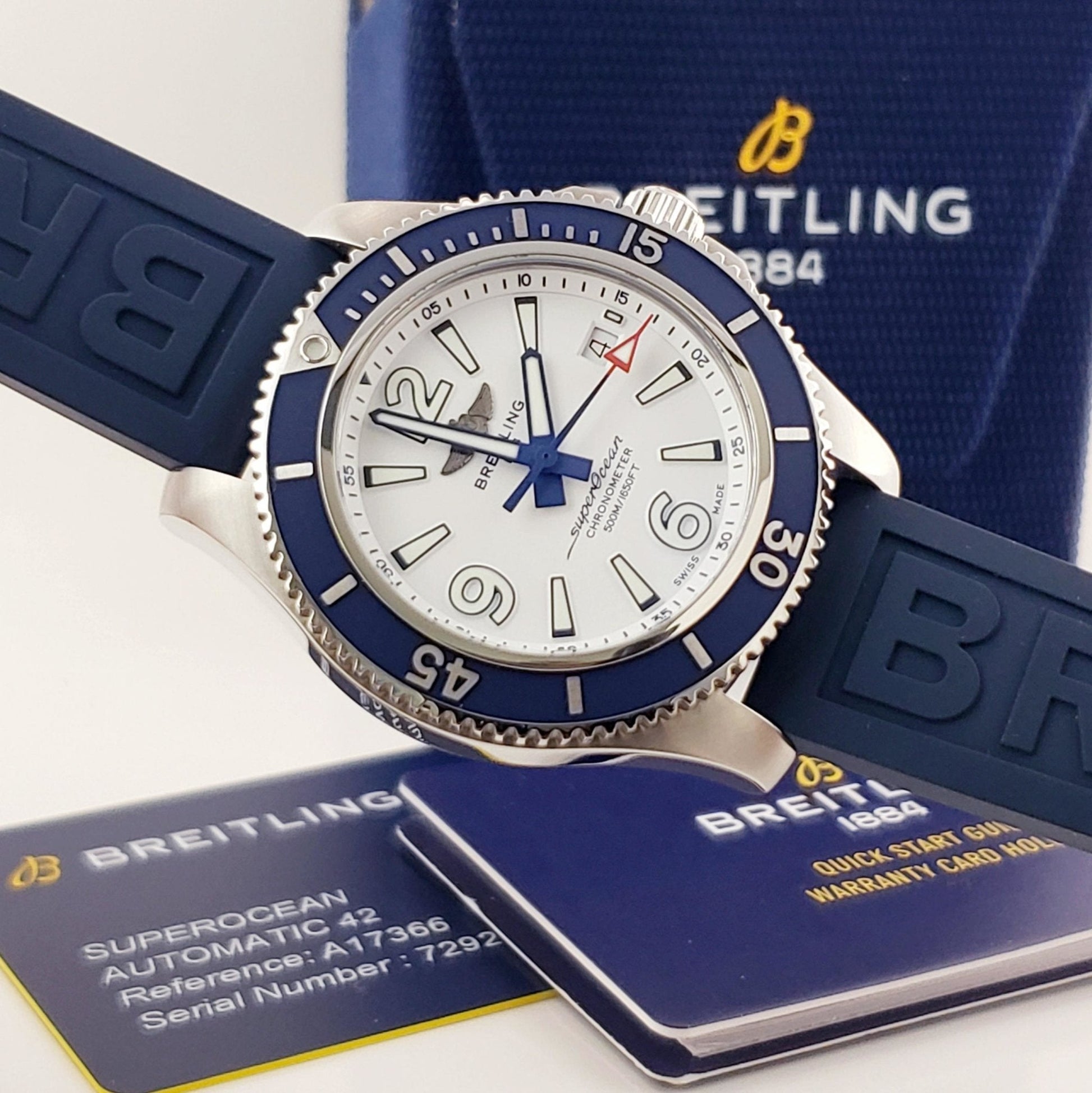  Shop Authentic Breitling Superocean II Automatic 42mm White Dial Blue Rubber Strap Watch for Men - A17366D81A1S2 - Luxxuri