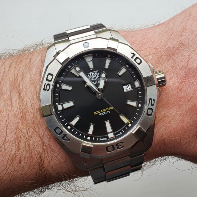 Tag Heuer Aquaracer Black Dial Silver Steel Strap Watch for Men - WBD1110.BA0928