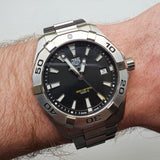  Shop Authentic Tag Heuer Aquaracer Black Dial Silver Steel Strap Watch for Men - WBD1110.BA0928 - Luxxuri