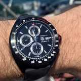  Shop Authentic Tag Heuer Formula 1 Automatic Chronograph Black Dial Black Leather Strap Watch for Men - CAZ2011.FT8024 - Luxxuri
