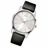  Shop Authentic Calvin Klein City White Dial Black Leather Strap Watch For Men - K2G211C6 - Luxxuri