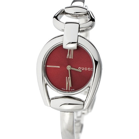  Shop Authentic Gucci Horsebit Quartz Red Dial Silver Steel Strap Watch For Women - YA139502 - Luxxuri