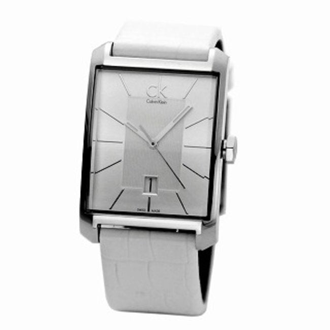  Shop Authentic Calvin Klein Window White Dial White Leather Strap Watch for Men - K2M21120 - Luxxuri