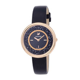  Shop Authentic Swarovski Crystalline Pure Black Dial Black Leather Strap Watch for Women - 5275043 - Luxxuri