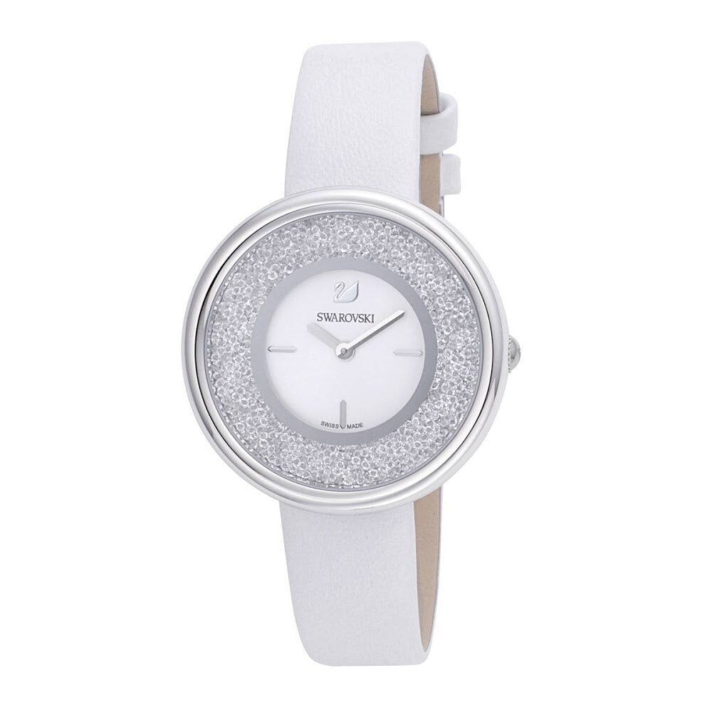  Shop Authentic Swarovski Crystalline Pure White Dial White Leather Strap Watch for Women - 5275046 - Luxxuri