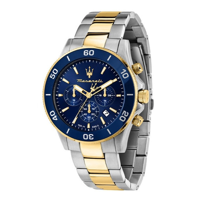  Shop Authentic Maserati Competizione Chronograph Blue Dial Two Tone Steel Strap Watch For Men - R8873600006 - Luxxuri