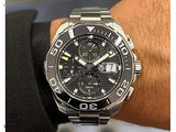  Shop Authentic Tag Heuer Aquaracer Calibre 16 Day-Date Black Dial Silver Steel Strap Watch for Men - CAY211A.BA0927 - Luxxuri