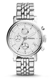  Shop Authentic Fossil Boyfriend Chronograph Silver Dial Silver Steel Strap Watch for Women - ES2198 - Luxxuri