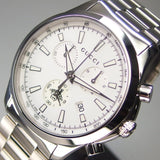  Shop Authentic Gucci G Timeless Chronograph White Dial Silver Steel Strap Watch For Men - YA126472 - Luxxuri