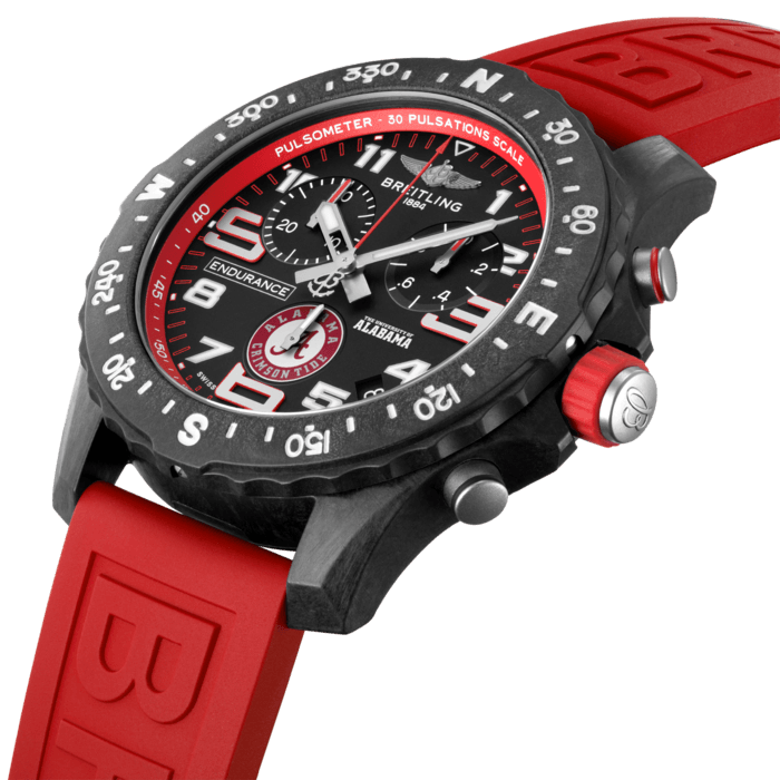 Breitling Endurance Pro The University of Alabama Black Dial Red Rubber Strap Watch for Men - X823102C1B1S1