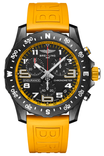 Breitling Endurance Pro Black Dial Yellow Rubber Strap Watch for Men - X82310A41B1S1