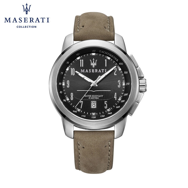 Shop Authentic Maserati Successo Black Dial Beige Leather Strap Watch For Men - R8851121004 - Luxxuri