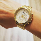  Shop Authentic Tommy Hilfiger Ari Multifunction Diamonds Silver Dial Gold Steel Strap Watch for Women - 1781977 - Luxxuri