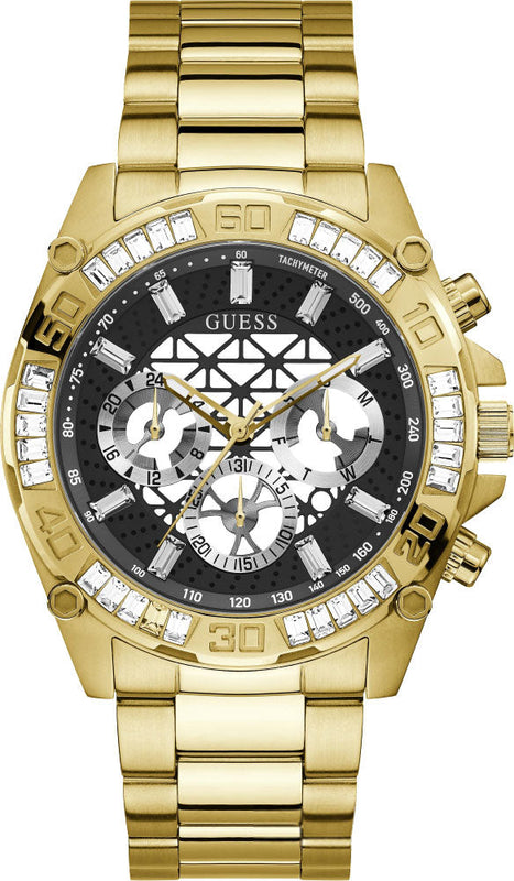  Shop Authentic Guess Trophy Diamonds Black Dial Gold Steel Strap Watch for Men - GW0390G2 - Luxxuri