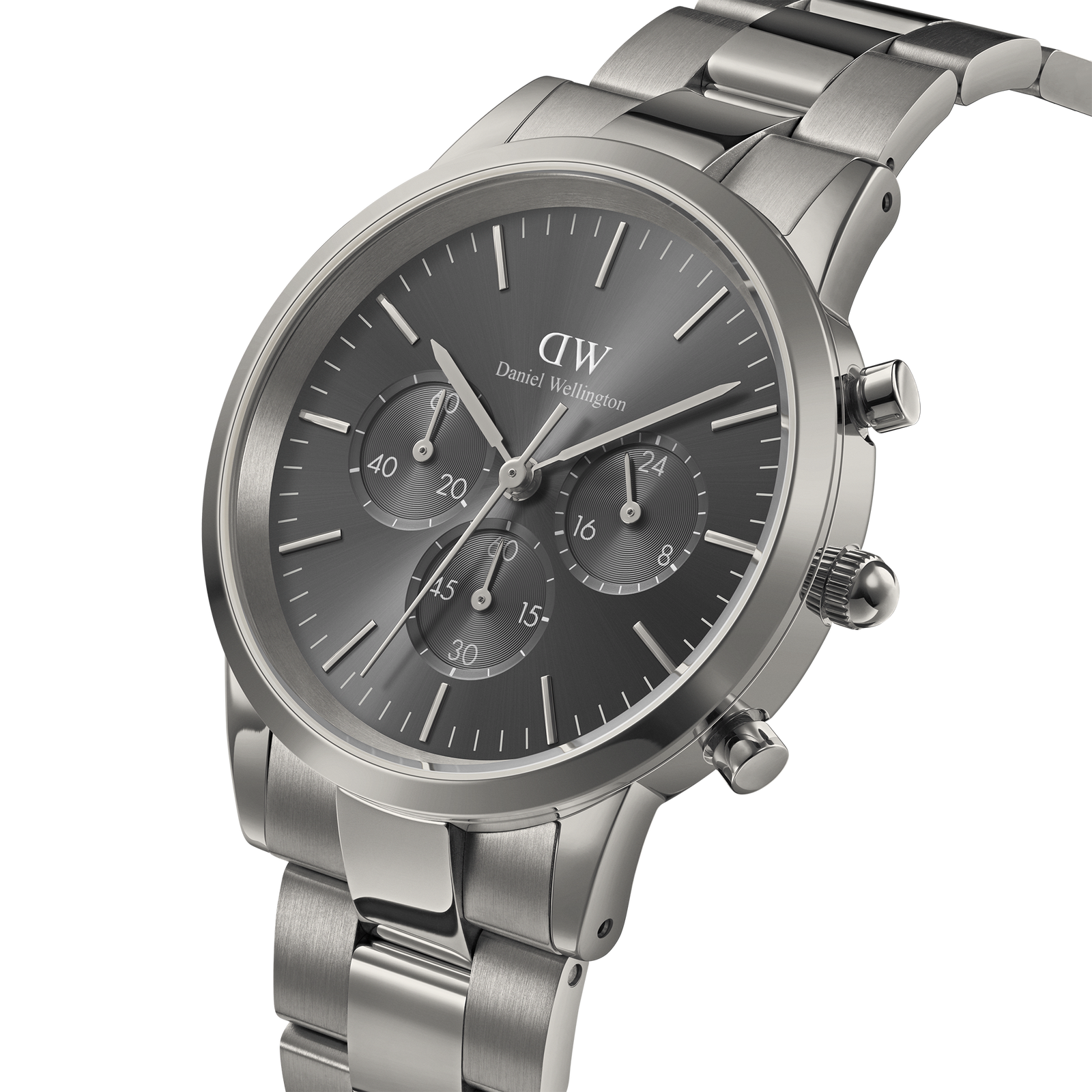  Shop Authentic Daniel Wellington Iconic Link Chronograph Grey Dial Grey Steel Strap Watch for Men - DW00100643 - Luxxuri
