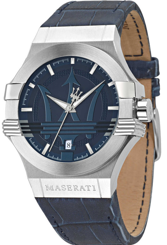  Shop Authentic Maserati Potenza Blue Dial Blue Leather Strap Watch For Men - R8851108015 - Luxxuri