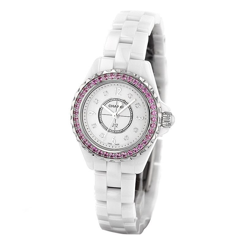  Shop Authentic Chanel J12 Quartz Diamonds Mother of Pearl White Dial White Steel Strap Watch for Women - J12 H3243 - Luxxuri