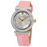  Shop Authentic Versace V-Motif Silver Dial Pink Leather Strap Watch for Women - VERE00118 - Luxxuri