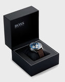  Shop Authentic Hugo Boss Pioneer Chronograph Blue Dial Brown Leather Strap Watch For Men - 1513709 - Luxxuri