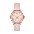  Shop Authentic Michael Kors Sage Three-Hand Mother of Pearl Pink Dial Pink Leather Strap Watch for Women - MK4820 - Luxxuri