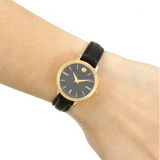  Shop Authentic Movado Ultra Slim Black Dial Black Leather Strap Watch For Women -  0607095 - Luxxuri