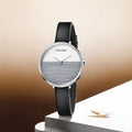  Shop Authentic Calvin Klein Rise White Grey Dial Black Leather Strap Watch for Women - K7A231C3 - Luxxuri
