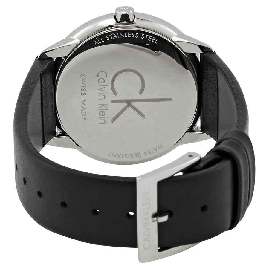  Shop Authentic Calvin Klein Minimal Silver Dial Black Leather Strap Watch for Men - K3M221CY - Luxxuri